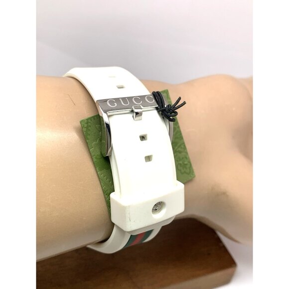 GUCCI Men's Watch SYNC YA137102 Swiss Quartz Clear Case White Rubber Band 46mm - Picture 10 of 14